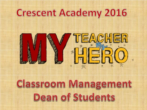 Classroom Management Dean of Students