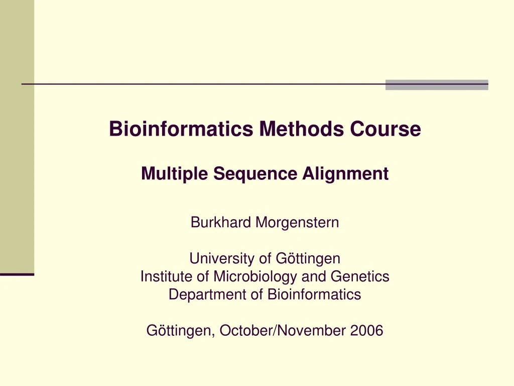 bioinformatics methods course multiple sequence