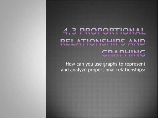 4.3 Proportional Relationships and Graphing