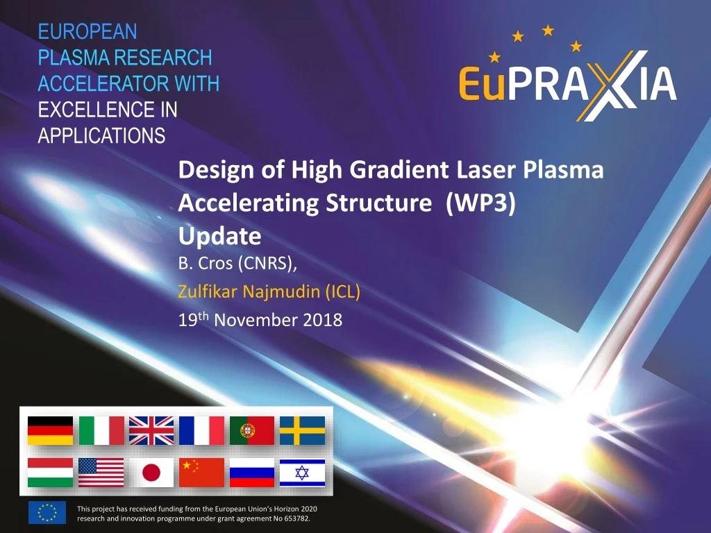 design of high gradient laser plasma accelerating structure wp3 update