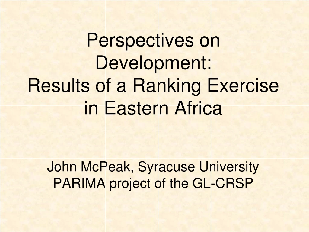 perspectives on development results of a ranking