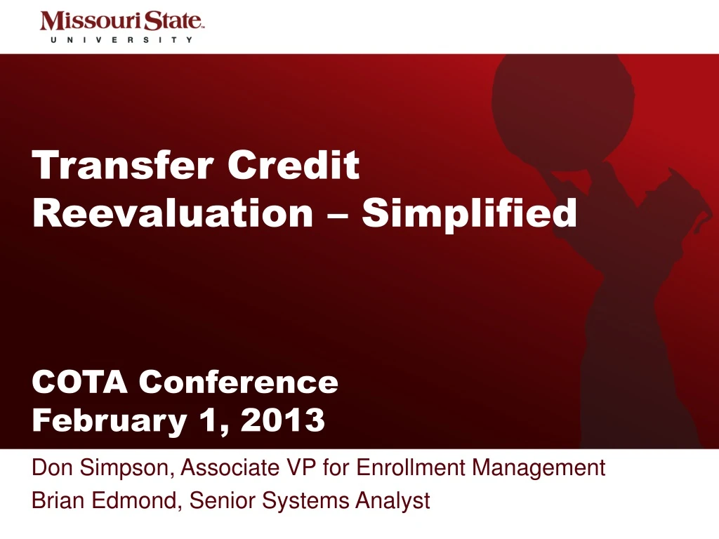 transfer credit reevaluation simplified cota conference february 1 2013