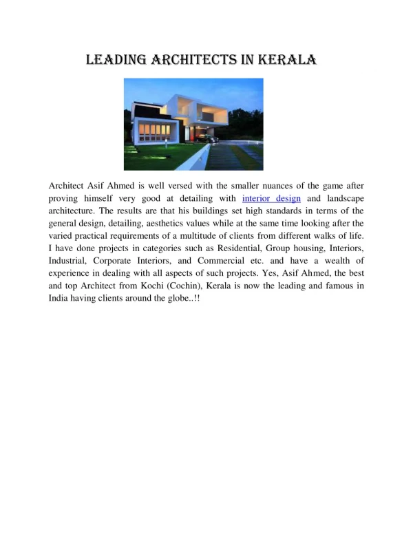 leading architects in kerala