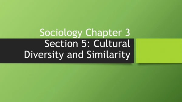 Sociology Chapter 3 Section 5: Cultural Diversity and Similarity