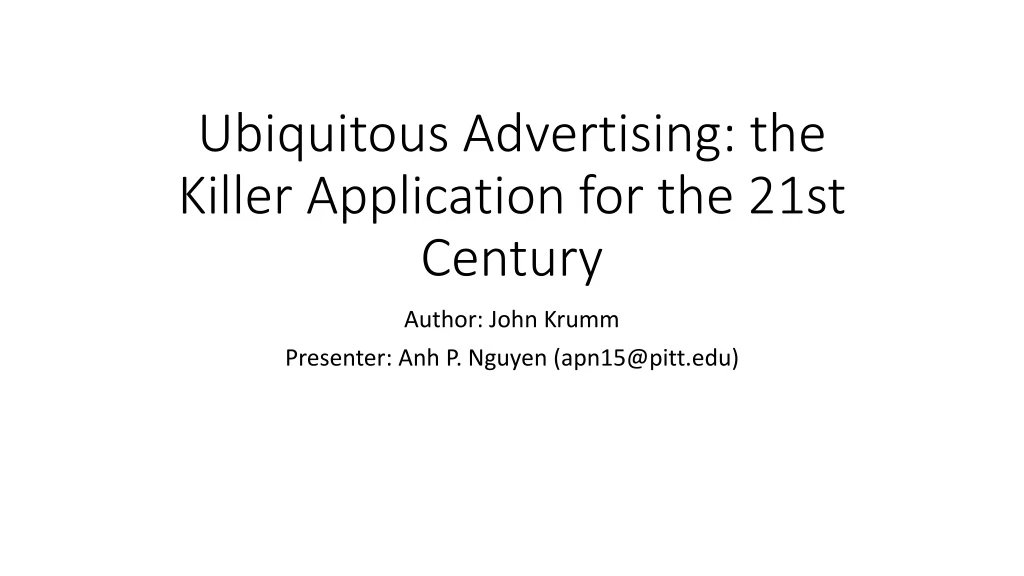 ubiquitous advertising the killer application for the 21st century