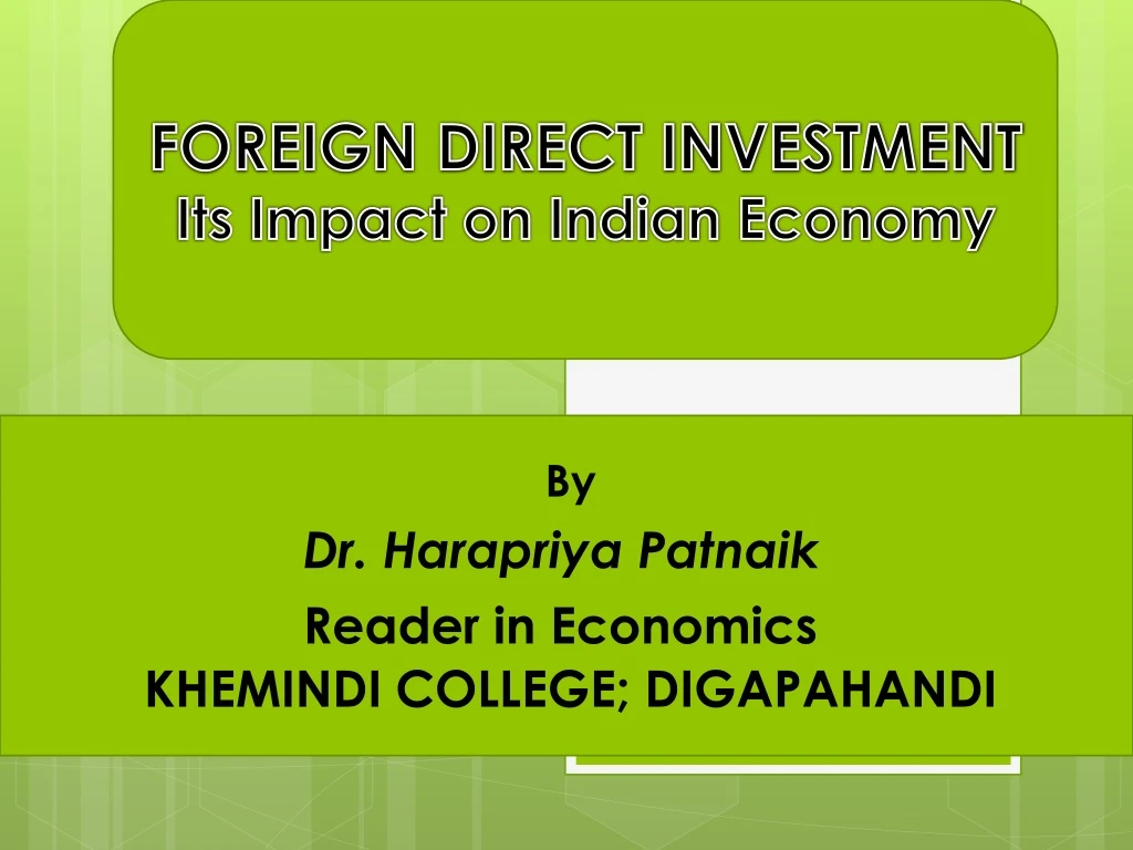 foreign direct investment its impact on indian