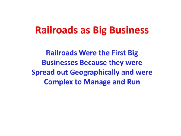 Railroads as Big Business