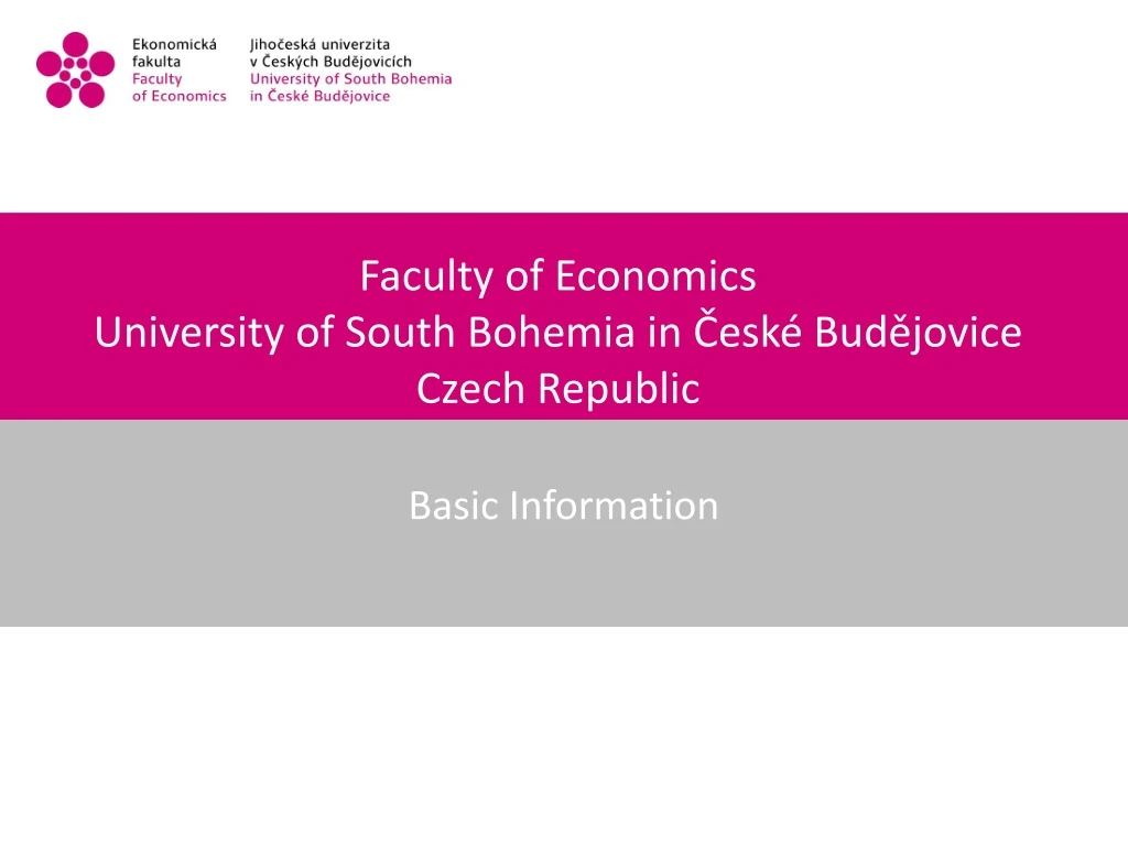 faculty of economics university of south bohemia