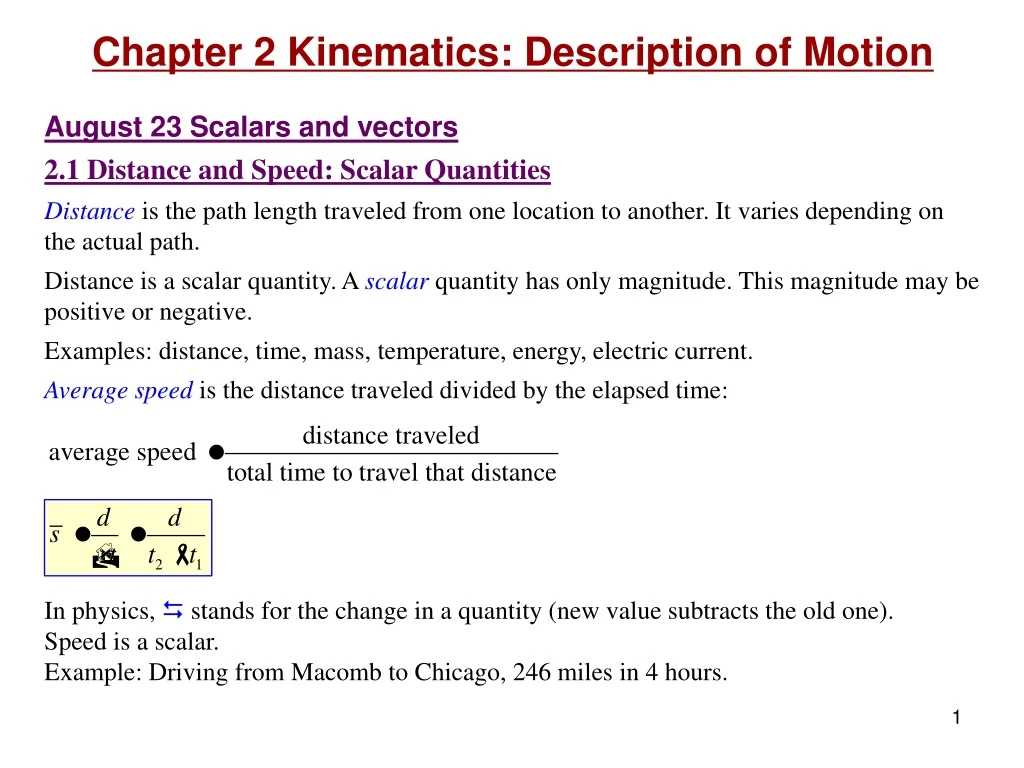 chapter 2 kinematics description of motion august