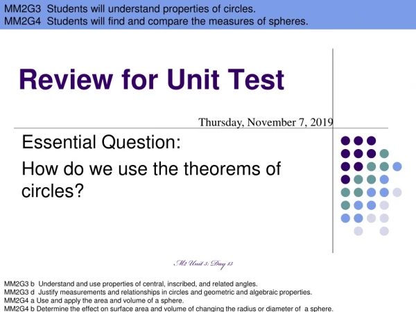 Review for Unit Test