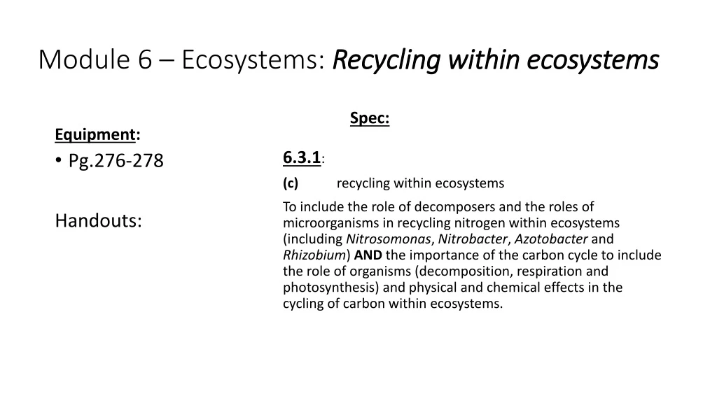 module 6 ecosystems recycling within ecosystems
