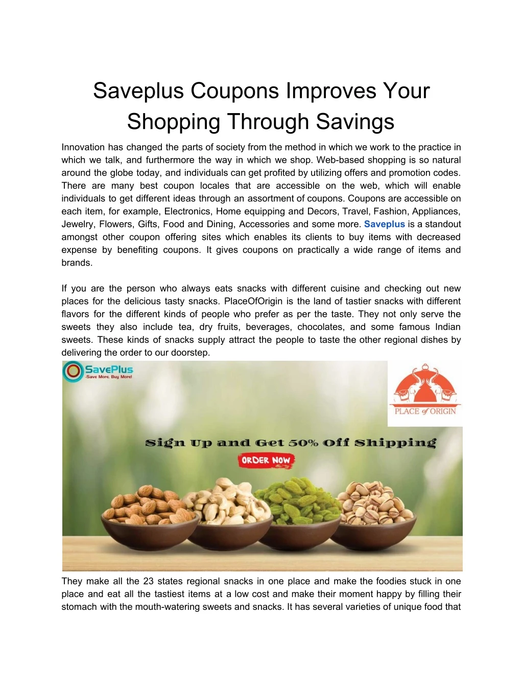 saveplus coupons improves your shopping through