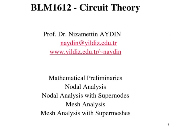 BLM1612 - Circuit Theory