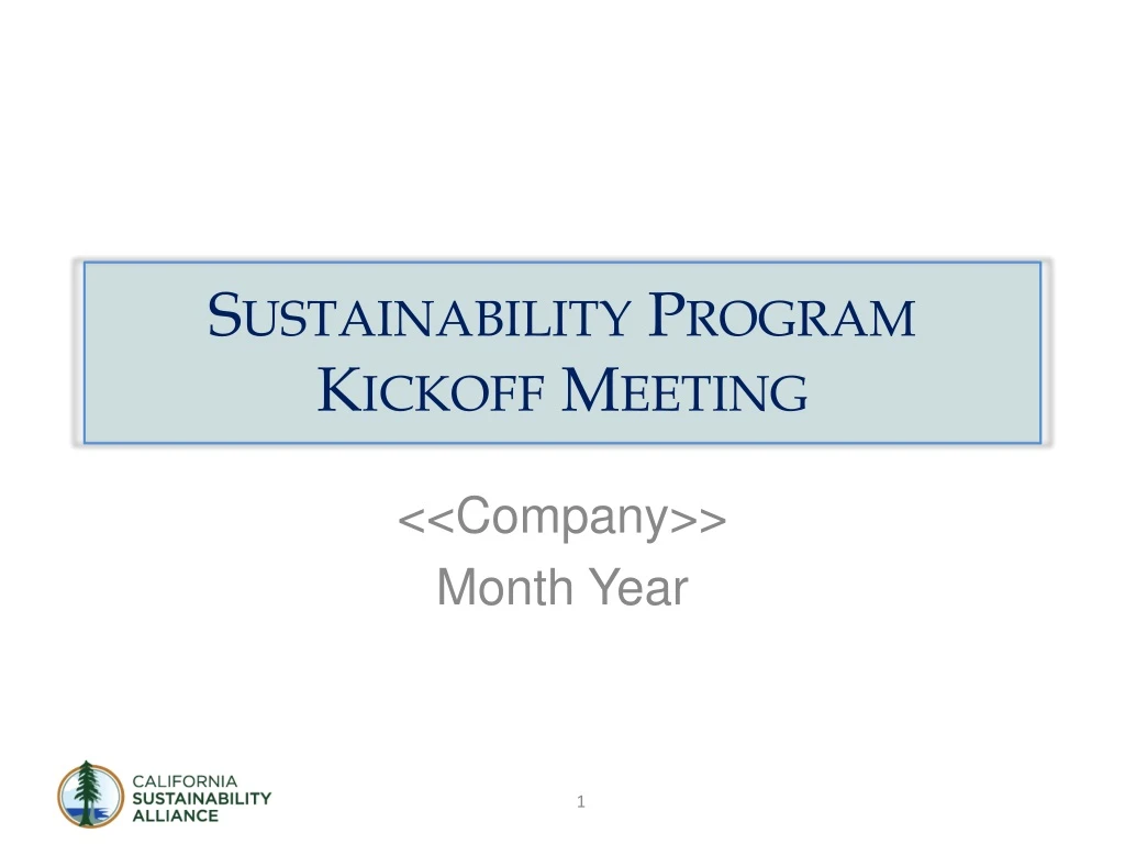 sustainability program kickoff meeting