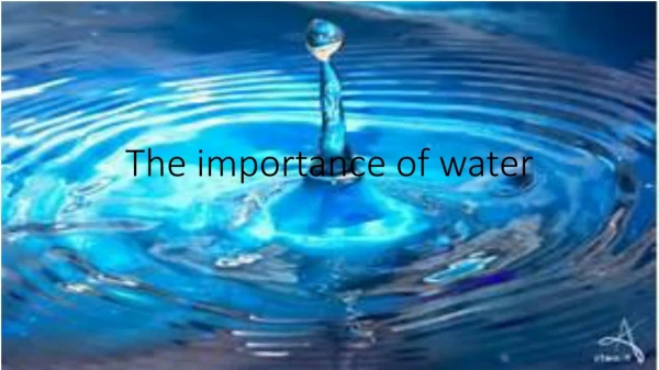 The importance of water