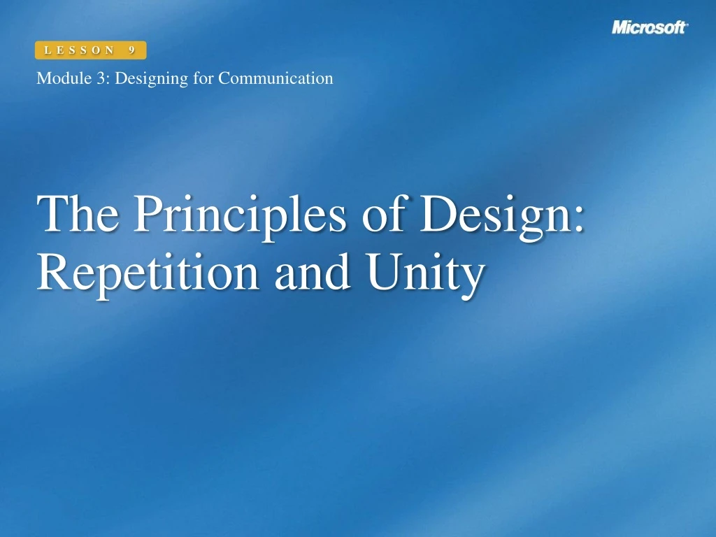 the principles of design repetition and unity