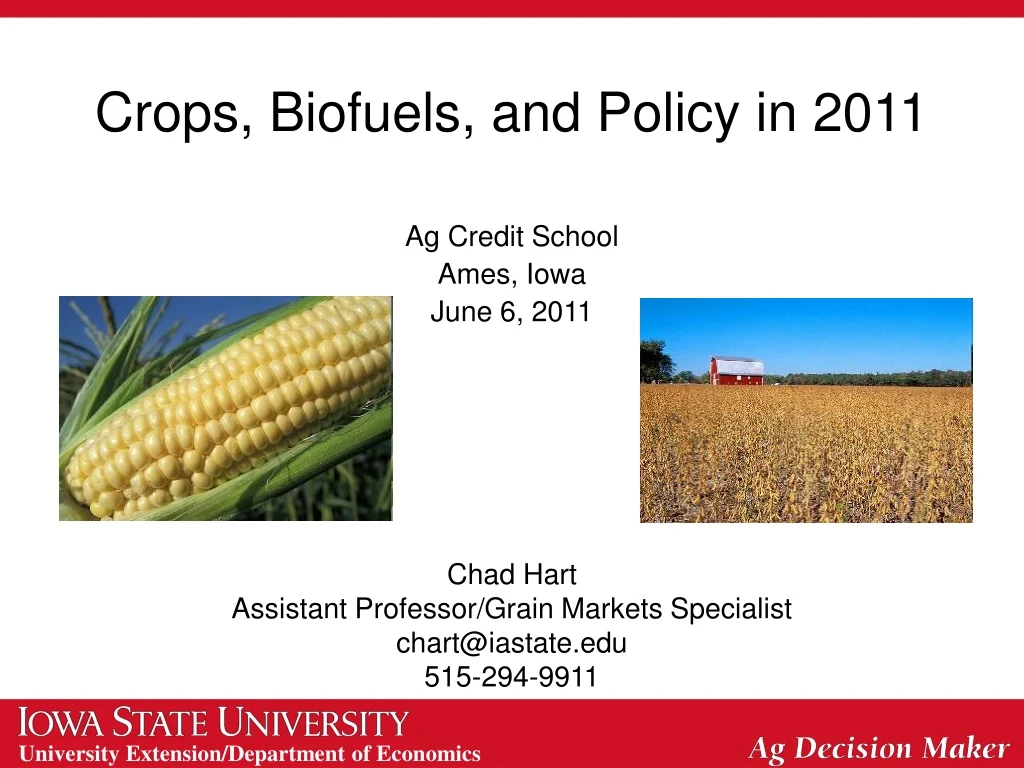 crops biofuels and policy in 2011