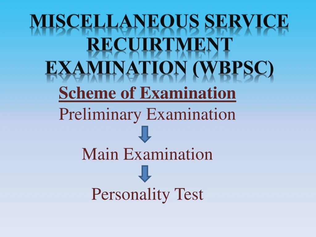miscellaneous service recuirtment examination wbpsc