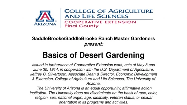 SaddleBrooke / SaddleBrooke Ranch Master Gardeners present: