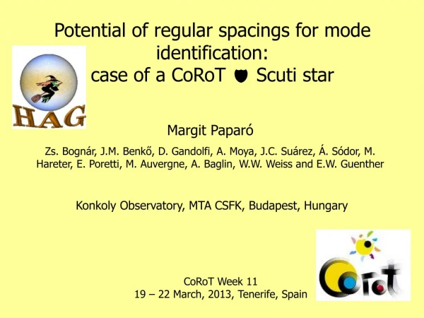 Potential of regular spacings for mode identification: case of a CoRoT d Scuti star
