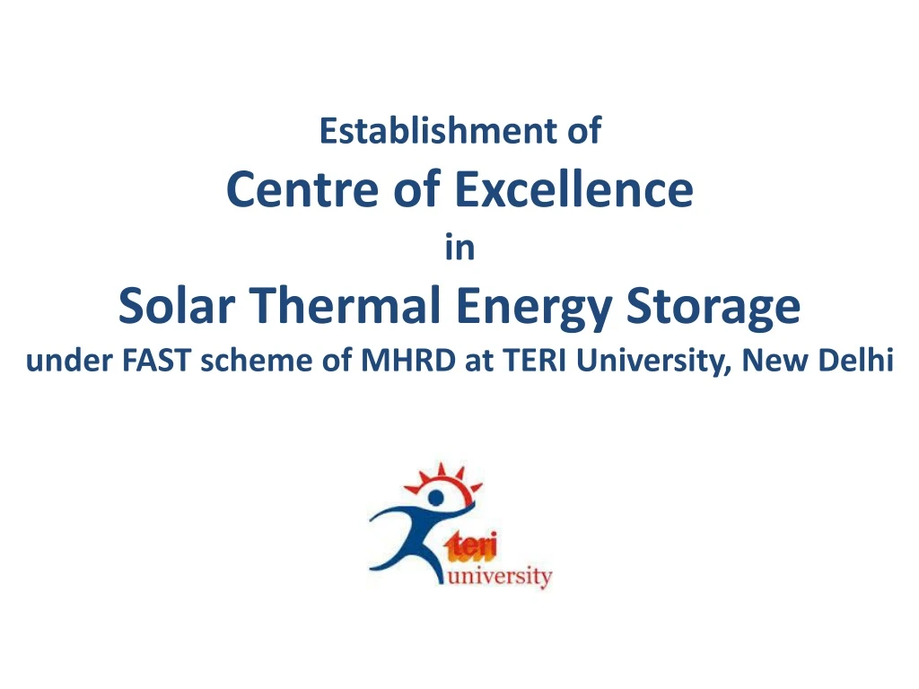 establishment of centre of excellence in solar