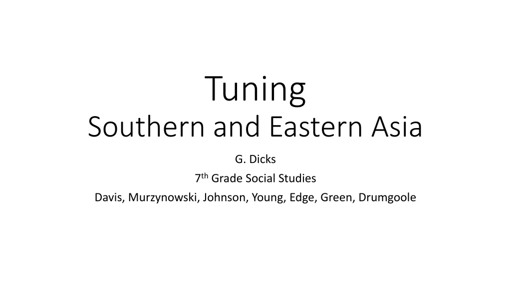 tuning southern and eastern asia