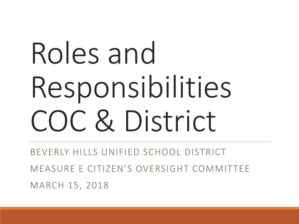 roles and responsibilities coc district