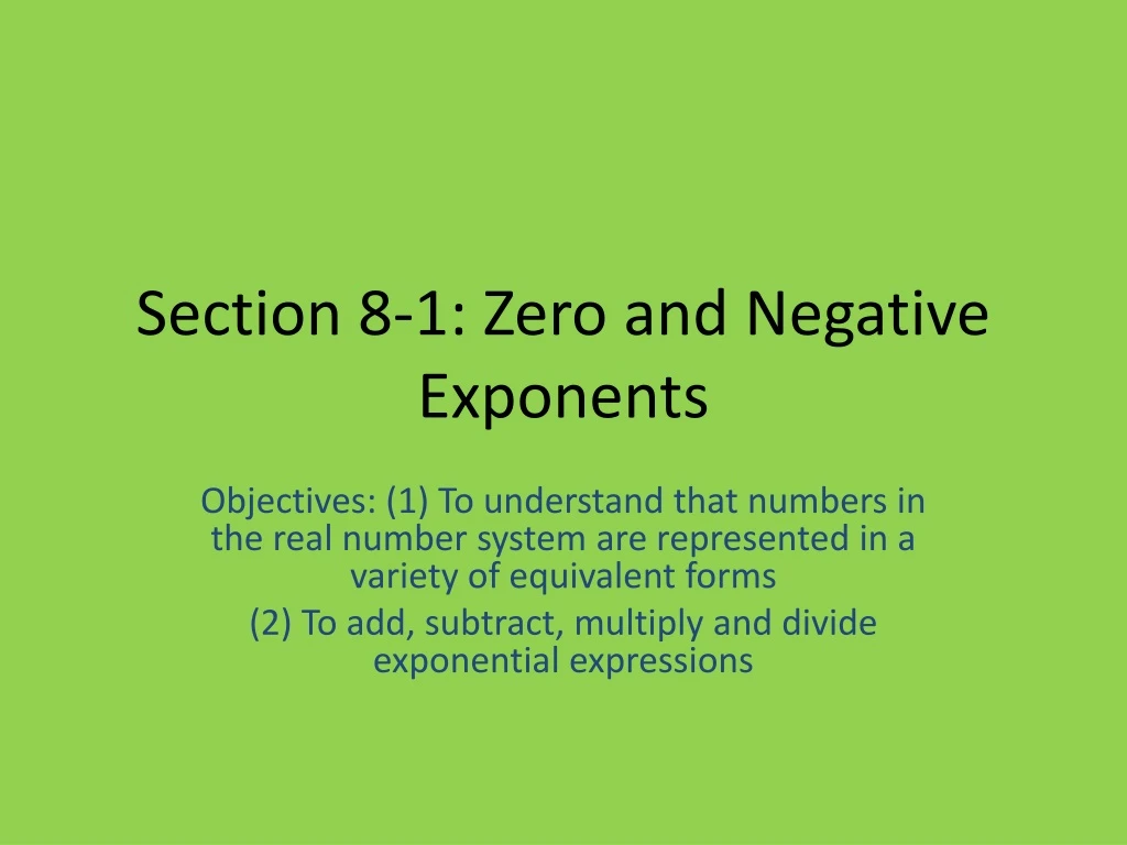 section 8 1 zero and negative exponents