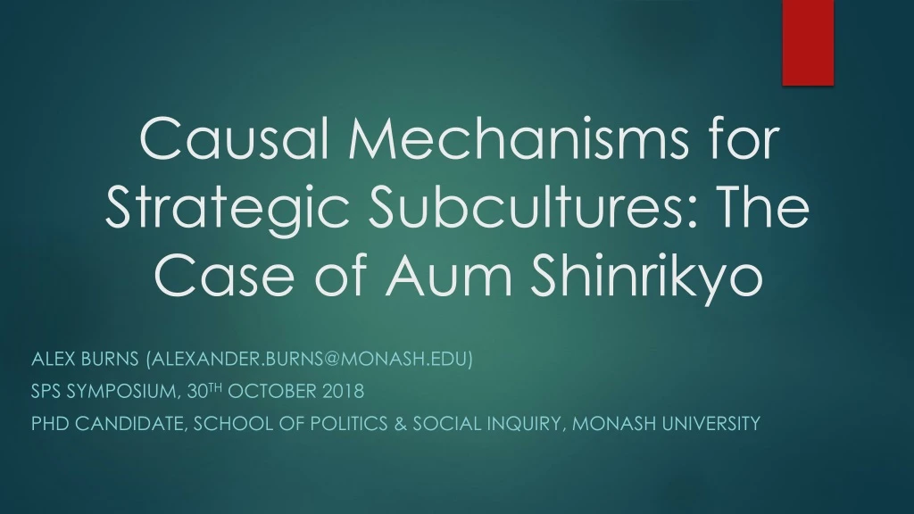 causal mechanisms for strategic subcultures the case of aum shinrikyo
