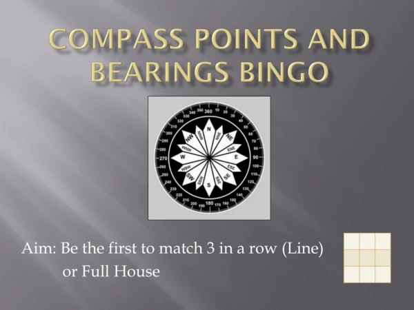 Compass points and Bearings bingo