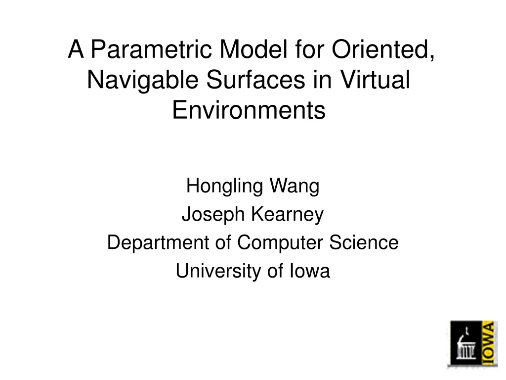 a parametric model for oriented navigable surfaces in virtual environments