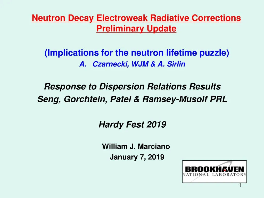 neutron decay electroweak radiative corrections preliminary update