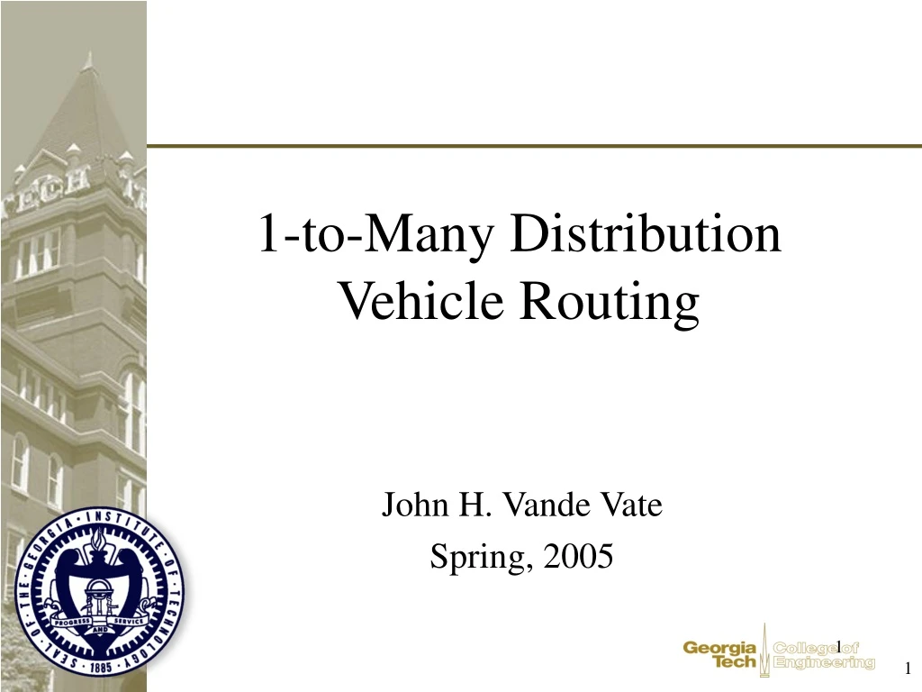 1 to many distribution vehicle routing