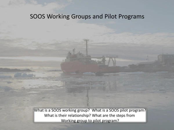 SOOS Working Groups and Pilot Programs