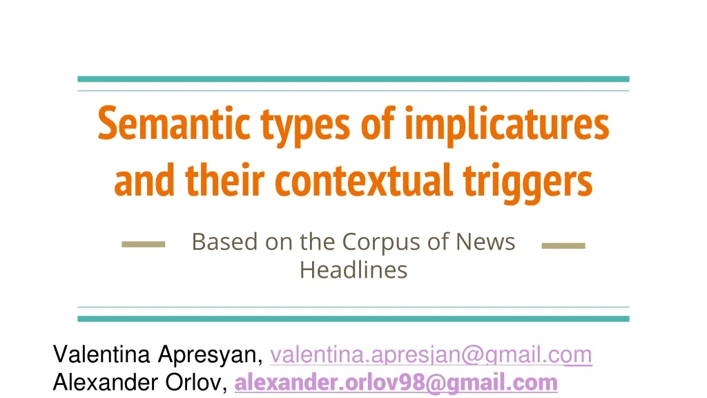 semantic types of implicatures and their contextual triggers