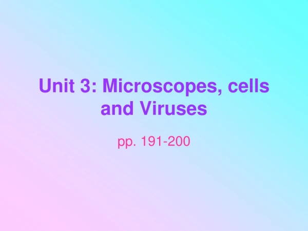 Unit 3: Microscopes, cells and Viruses