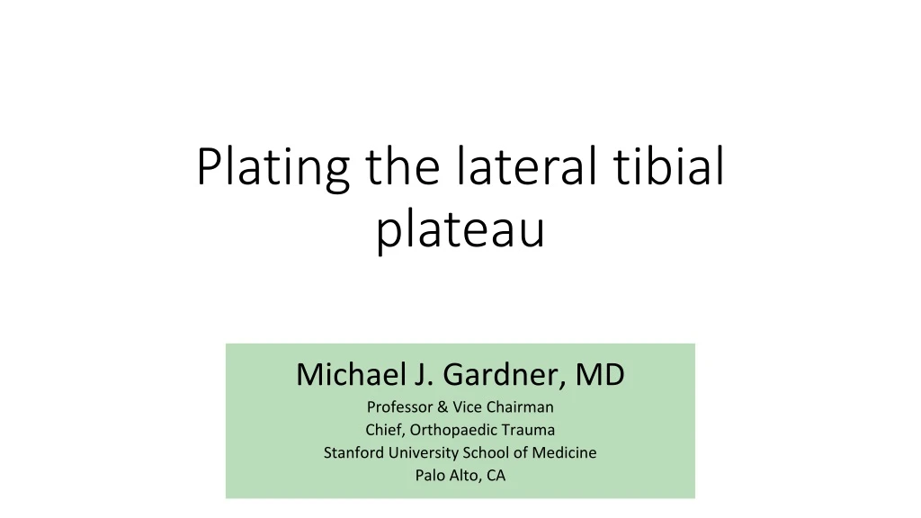 plating the lateral tibial plateau