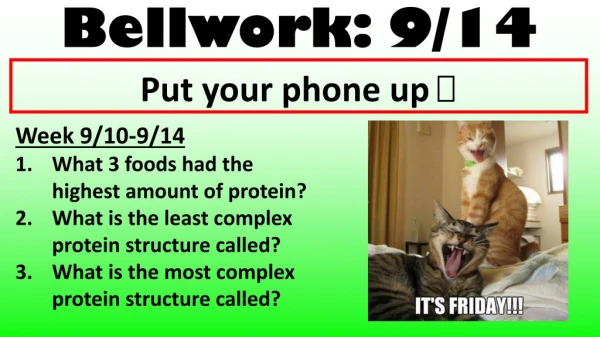 Bellwork: 9/14