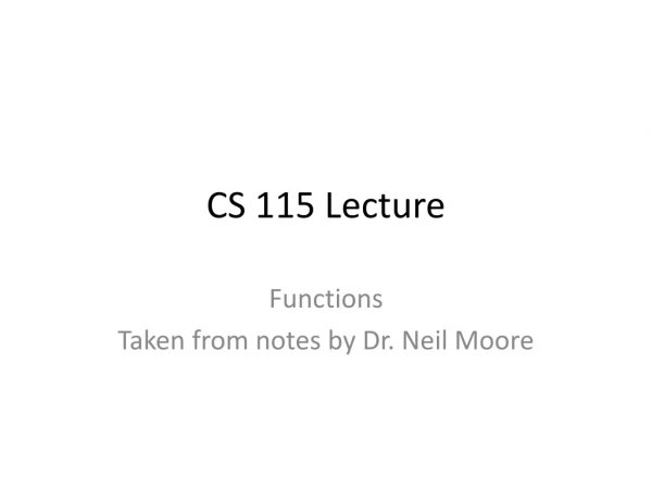 CS 115 Lecture