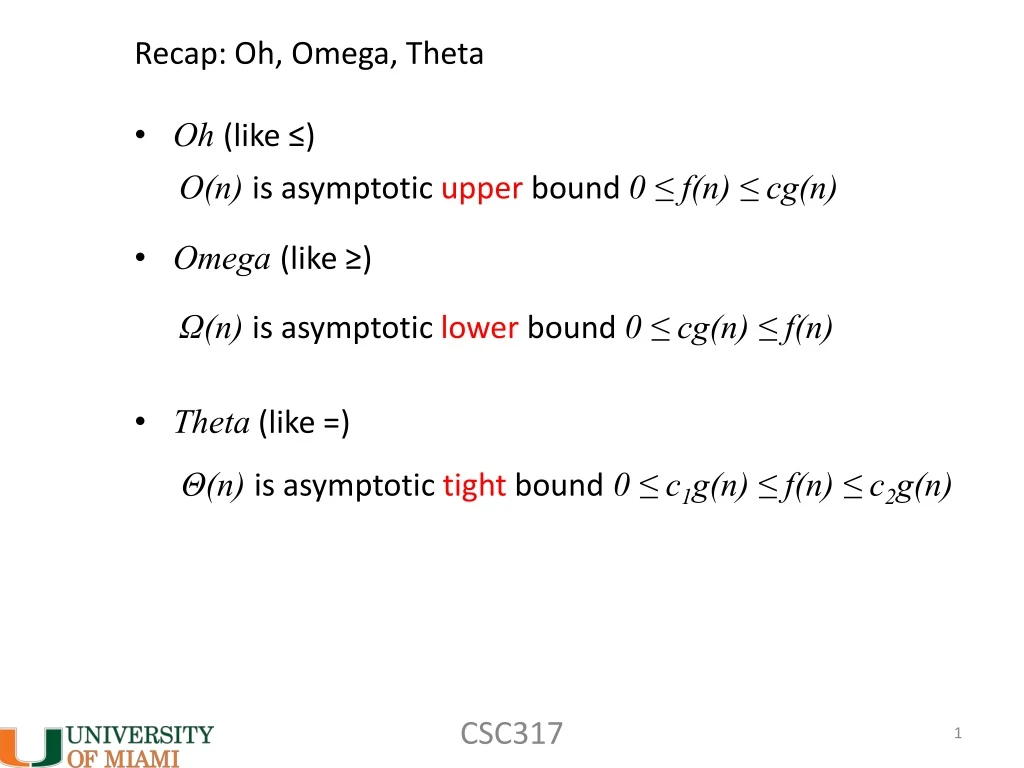 recap oh omega theta oh like omega like theta like