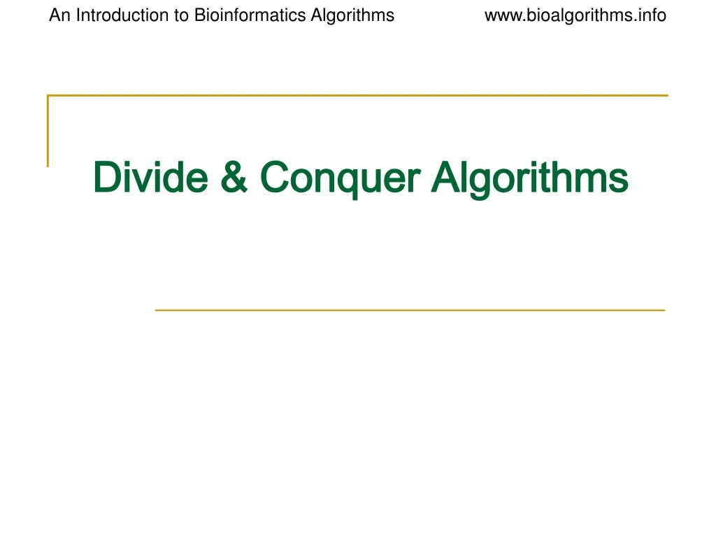 divide conquer algorithms