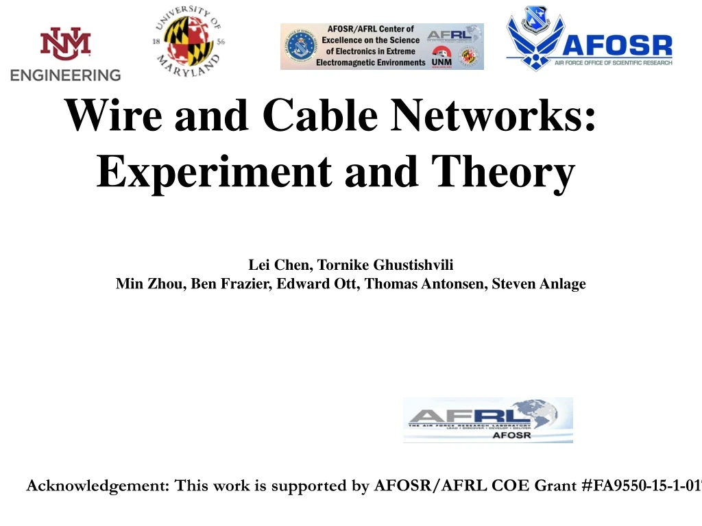 wire and cable networks experiment and theory