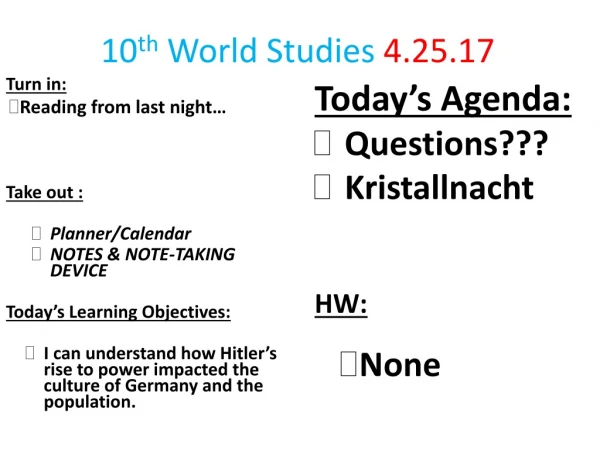 10 th World Studies 4.25.17