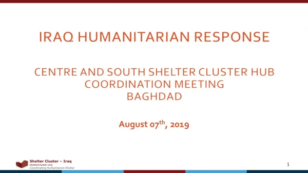 Iraq humanitarian response Centre and south Shelter Cluster Hub Coordination meeting Baghdad