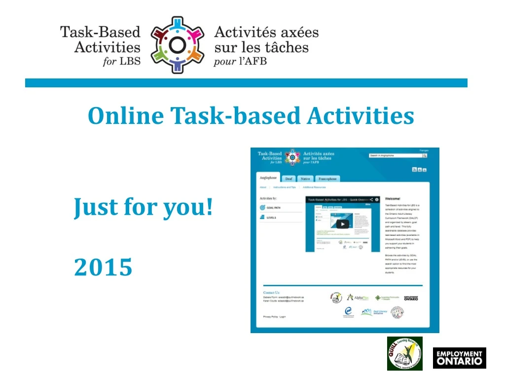 online task based activities just for you 2015