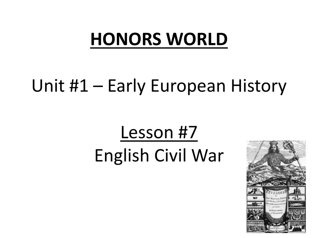honors world unit 1 early european history lesson 7 english civil war