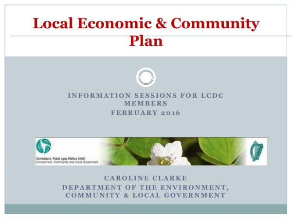 Local Economic &amp; Community Plan