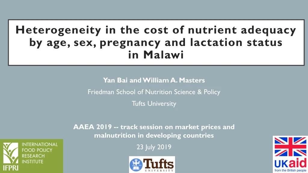 heterogeneity in the cost of nutrient adequacy by age sex pregnancy and lactation status in malawi