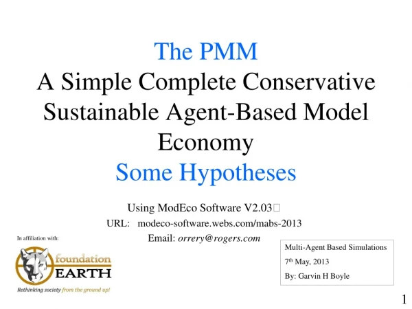 The PMM A Simple Complete Conservative Sustainable Agent-Based Model Economy Some Hypotheses