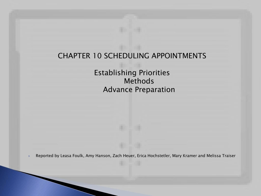 chapter 10 scheduling appointments establishing